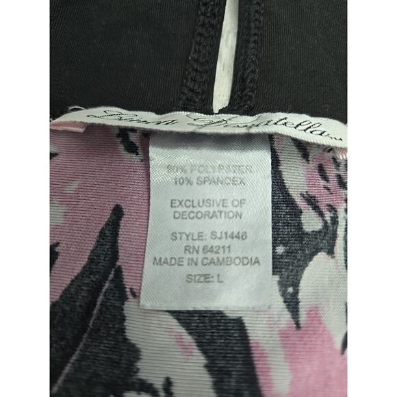 LINEA DONATELLA SLEEPWEAR Top And Bottom Sz LG Black W Pink Floral Print Halter - Picture 7 of 8